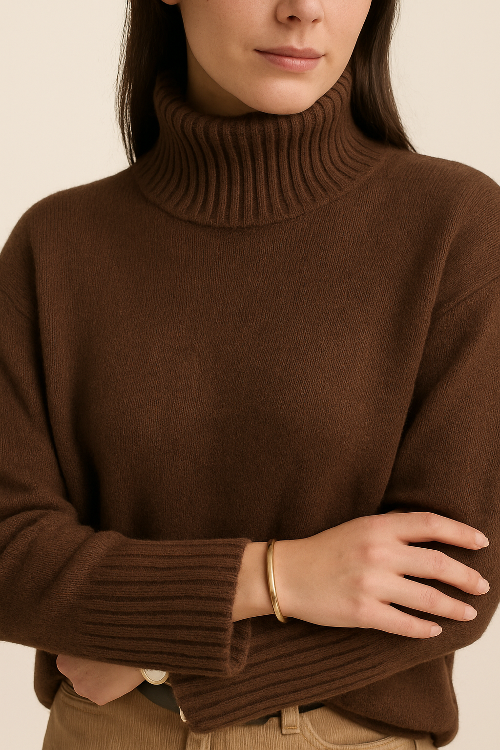 BRĄZOWY SWETER Z GOLFEM