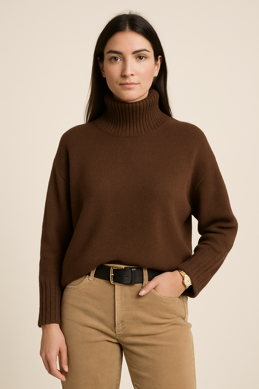 BRĄZOWY SWETER Z GOLFEM