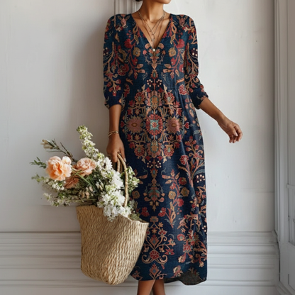 LEIRE – Długa sukienka w stylu etnicznym z bohemijską elegancją