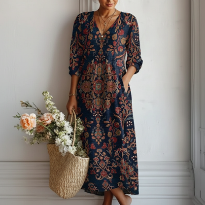 LEIRE – Długa sukienka w stylu etnicznym z bohemijską elegancją