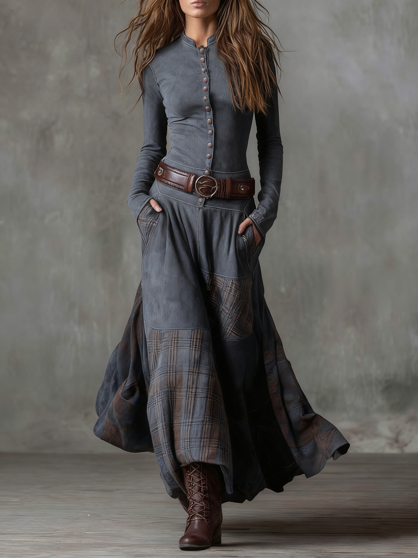 Azucena | Suede maxi dress with belt
