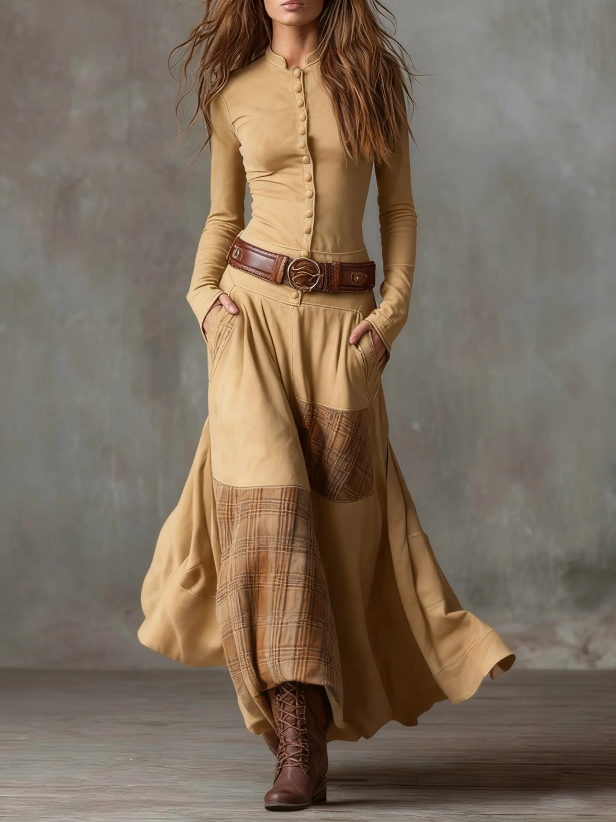 Azucena | Suede maxi dress with belt