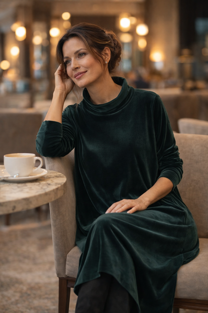 Aria – Elegancka zwiewna sukienka z golfem