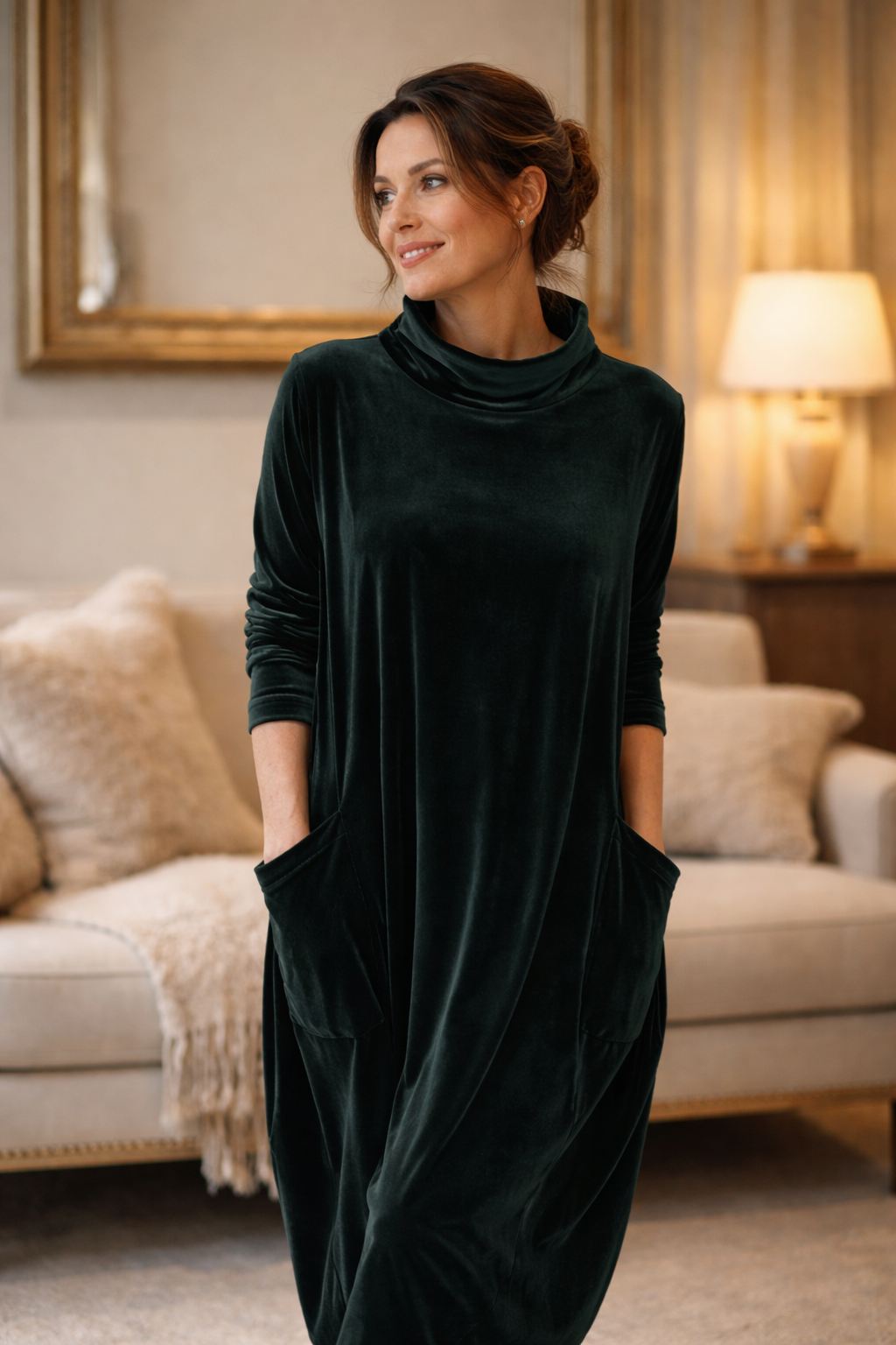 Aria – Elegancka zwiewna sukienka z golfem