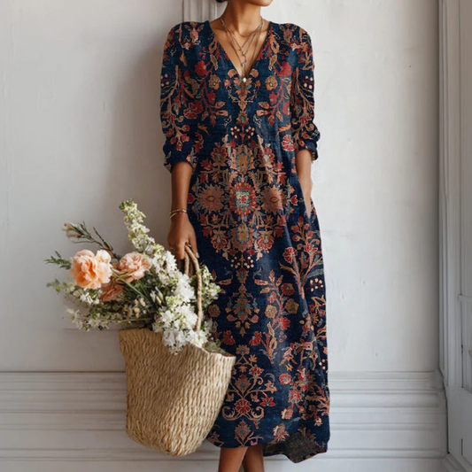 LEIRE – Długa sukienka w stylu etnicznym z bohemijską elegancją